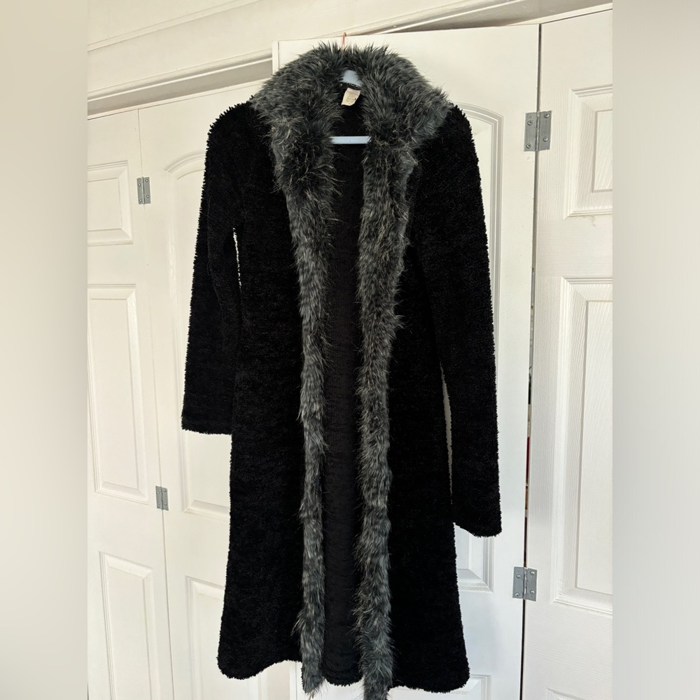 Vintage Lucent Penny Lane maxi cardigan with feather trim (S-M)